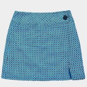 Kenar Teal & Brown‎ Tweed Geo Mini Skirt Sz 2